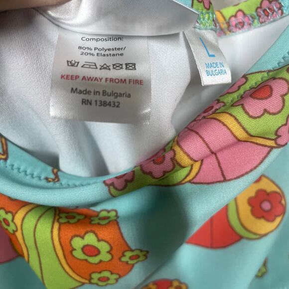 ModCloth Size Large The Siena One-Piece Swimsuit Blue Floral Tie Front Ladybug - Picture 9 of 10